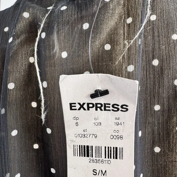 Y2K EXPRESS Kimono Dress S/M Sheer Polka Dot Parisian French Effortless 12/2009 - Picture 9 of 14